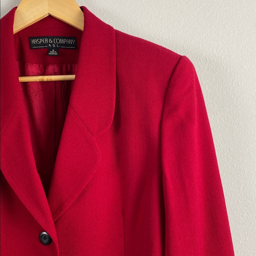 Kasper & Company ASL Vintage Wool Blazer/Suit Jacket | Fully Lined | Red - Picture 11 of 16